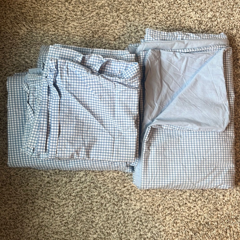 Pottery Barn Kids Blue Gingham Duvet and Sheet Set